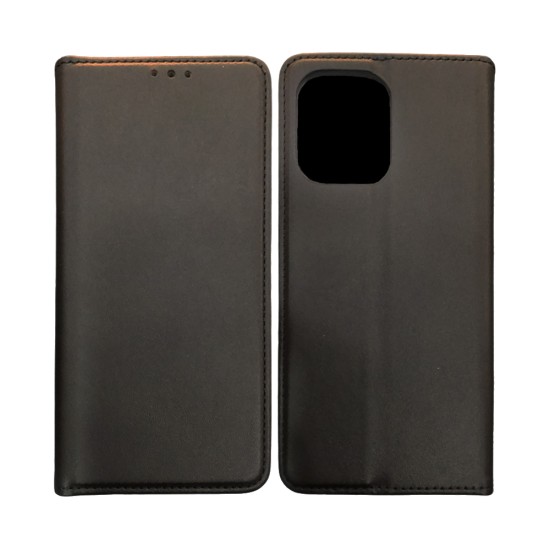 Capa Flip de Couro com Bolso Interno para Oppo A6 Pro Preto
